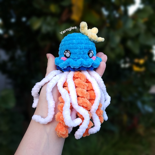 Baby Jellyfish Crochet Pattern, Pebbles, Small No Sew (except starfish), Mini Jellyfish Friend Amigurumi, Tiny Play Animal Toy Plush