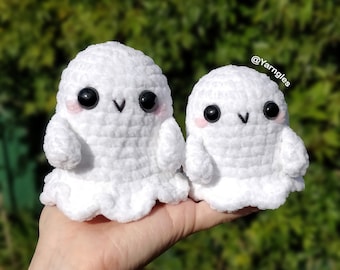 Tiny Ghosts Crochet Pattern, Bones and Ember, Friends Low Sew Halloween Amigurumi Christmas Plush, Adorable Toy, Friendly Ghost