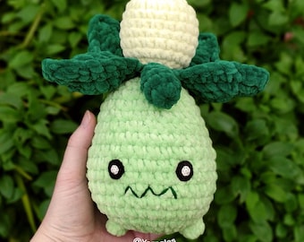 Small Olive Monster Crochet Pattern, Tiny Scarlet Violet Game Amigurumi Toy Plushie, Plush Friend