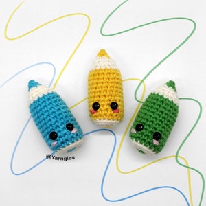 Tiny Pencil, Free No Sew Crochet Pattern Amigurumi, Adorable Keychain Mini Teacher Gift, Back to School Toy Plush