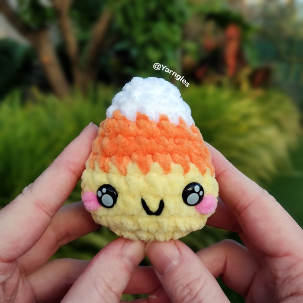 No Sew Candy Corn Crochet Pattern, Kenzie, Tiny Halloween Friend Amigurumi Toy Plush