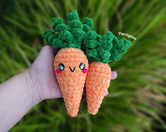 Tiny Carrots Crochet Pattern,  Small No Sew Crochet Veggies, Mini Play Food Friend Amigurumi, Tiny Easter Toy Plush