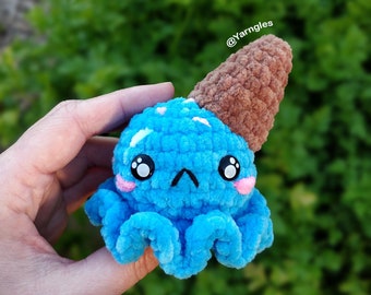 Ice-Cream Monster Crochet Pattern, Niblet, Small Low Sew Crochet Plushie Tutorial, Mini Alien Friend Amigurumi, Tiny Food Toy Plush