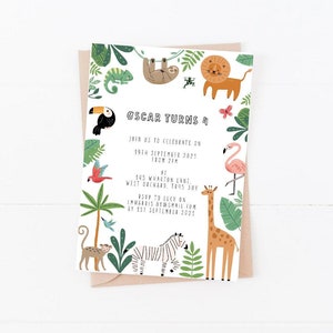 Personalised Jungle Animal Birthday Invitations | Children's Party Invites | Jungle Birthday Party