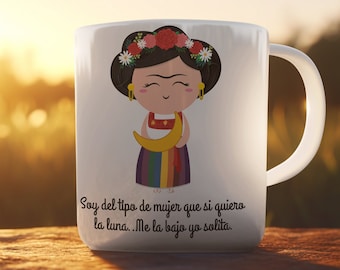 Hiszpański prezent dla kobiet Regalo para hermana, amiga, tia, prima, mama, mujer Taza De Cafe, hiszpański prezent dla niej Frida Khalo