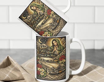 Tazza Conchas y Cafecito Virgencita, regali latini per lei, coppa di Spagna, tazze per auto Lowrider