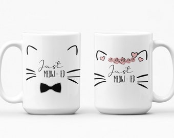 Just married gifts for couple,  Wedding gift for couple personalized Coffee Mug, Gift for Wedding Mug Set Mr and Mrs Meow-ied