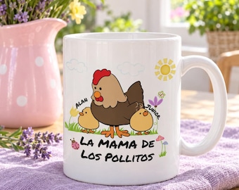 Regalo para Mamá - Taza Personalizada con Flores - Regalo del Día de la Madre - Taza para Mamá -  Spanish gift for mom