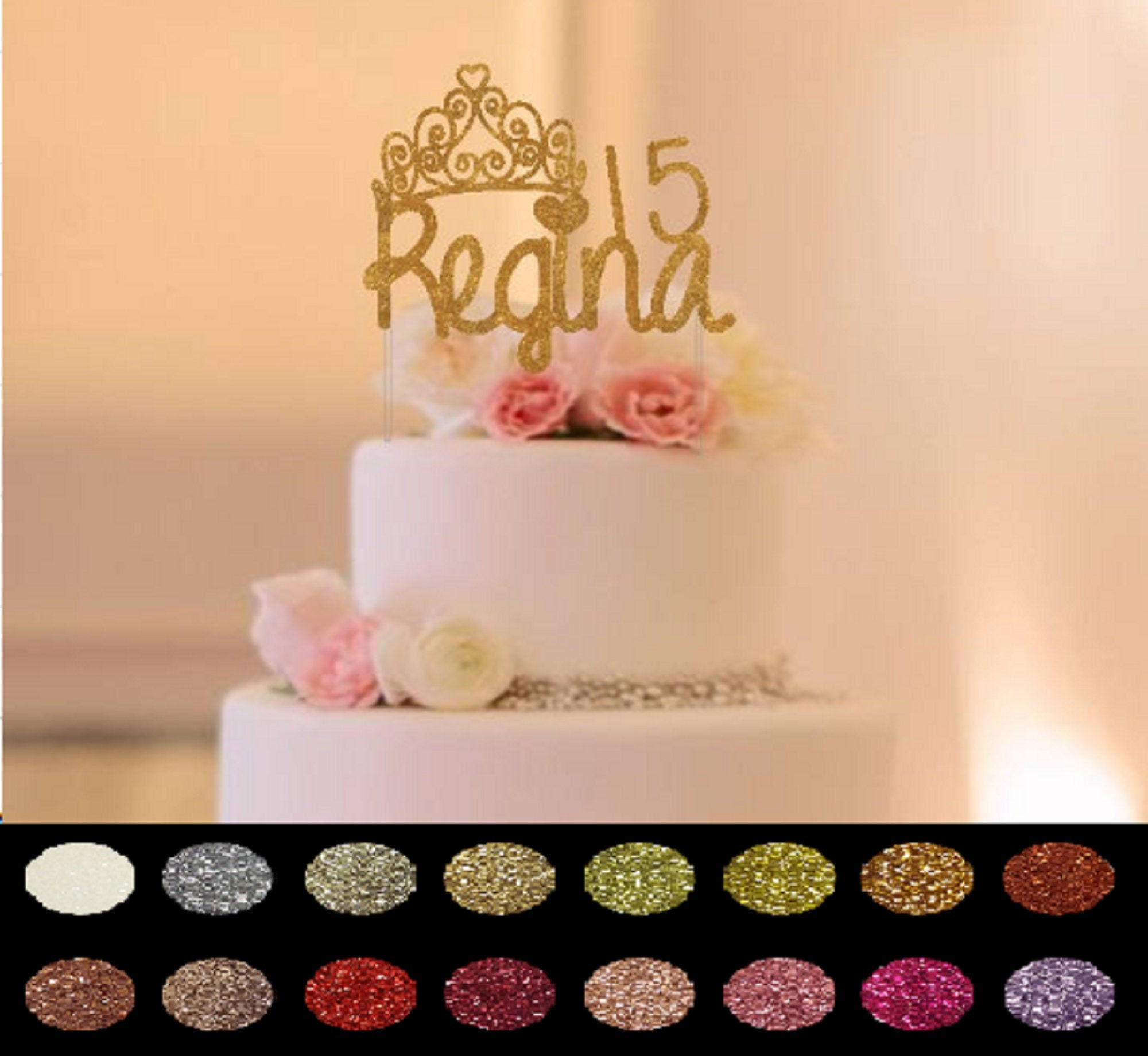 Mis Quince De Gateau Gateau De Quinceanera Argent Topper Mis Etsy