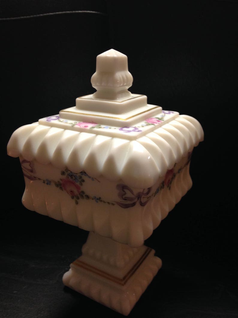 Westmoreland Milk Glass Compote With Pedestal and Lid Etsy