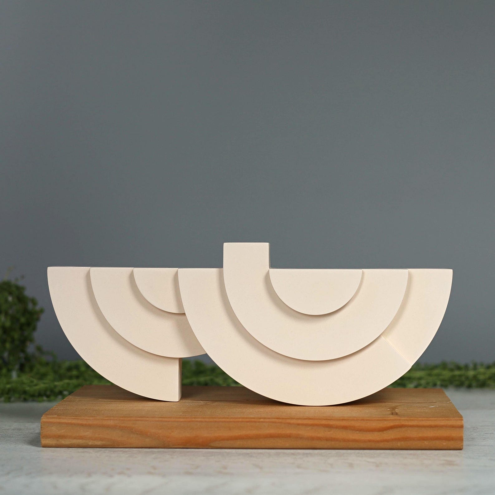 Hanukkah Menorah | Modern Concrete Candelabra - Beige