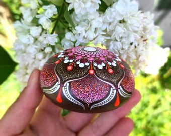 Hand Painted Dot Mandala Stone: Katy's Spring 2021 Collection