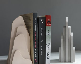 Concrete Mountain Bookends | Shelf Decor