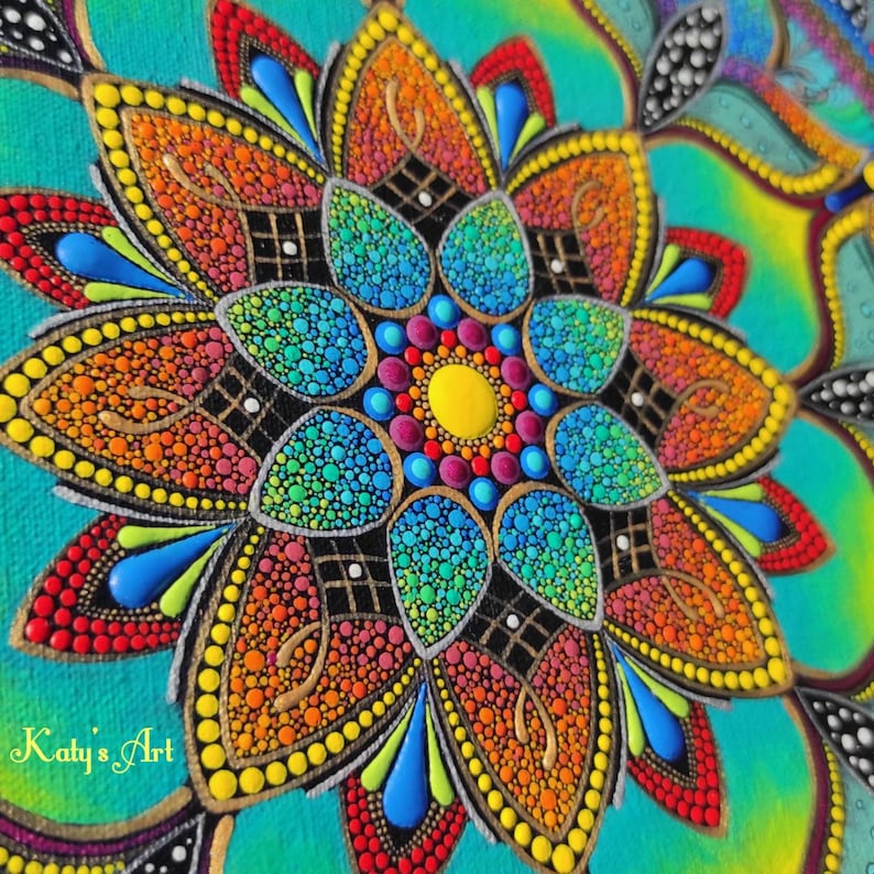 Hand Painted Mandala on Canvas Panel Katy's Collection of Etsy