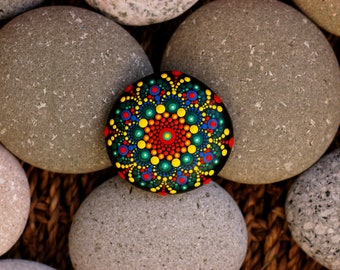 2.2x2.2 inch Hand painted mandala on river rock/mandala stone by Katy