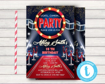Hollywood Invitation Etsy