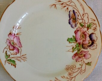 Vintage Plate Made in Germany Poppy Plate Vintage Vessra Early 1900s Floral Poppy Motif Hand Painted Vintage Vessra Poppy Plate