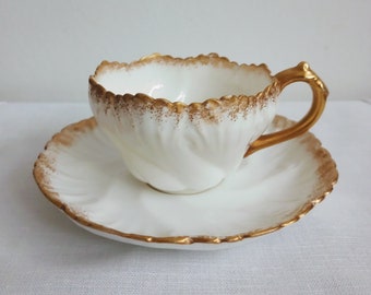 Vintage Pointon English China Cup and Saucer Set. Cream and Gold. Collectors China. China Gift. Afternoon Tea