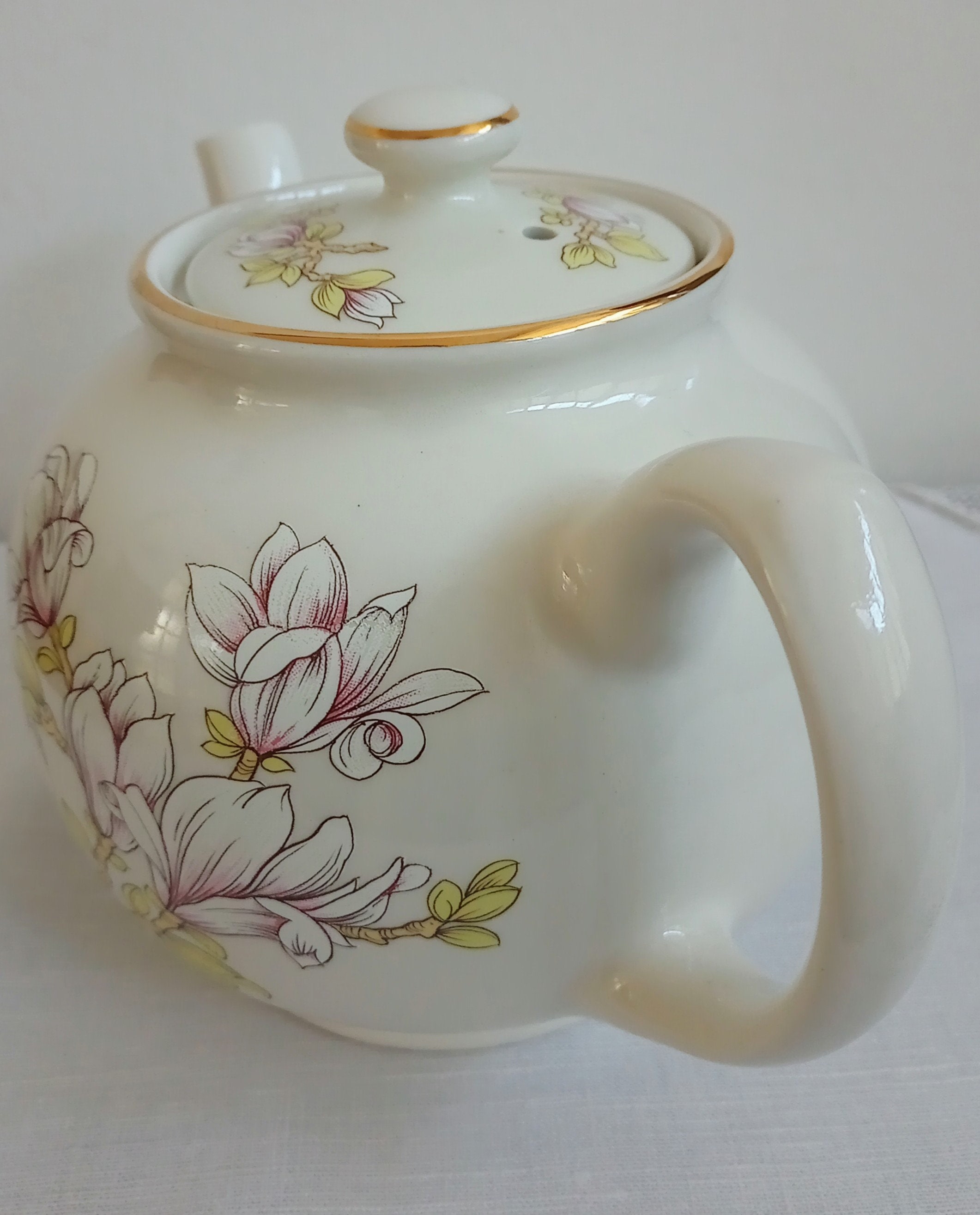 Vintage Sadler English China Teapot With Magnolia Pattern. Etsy