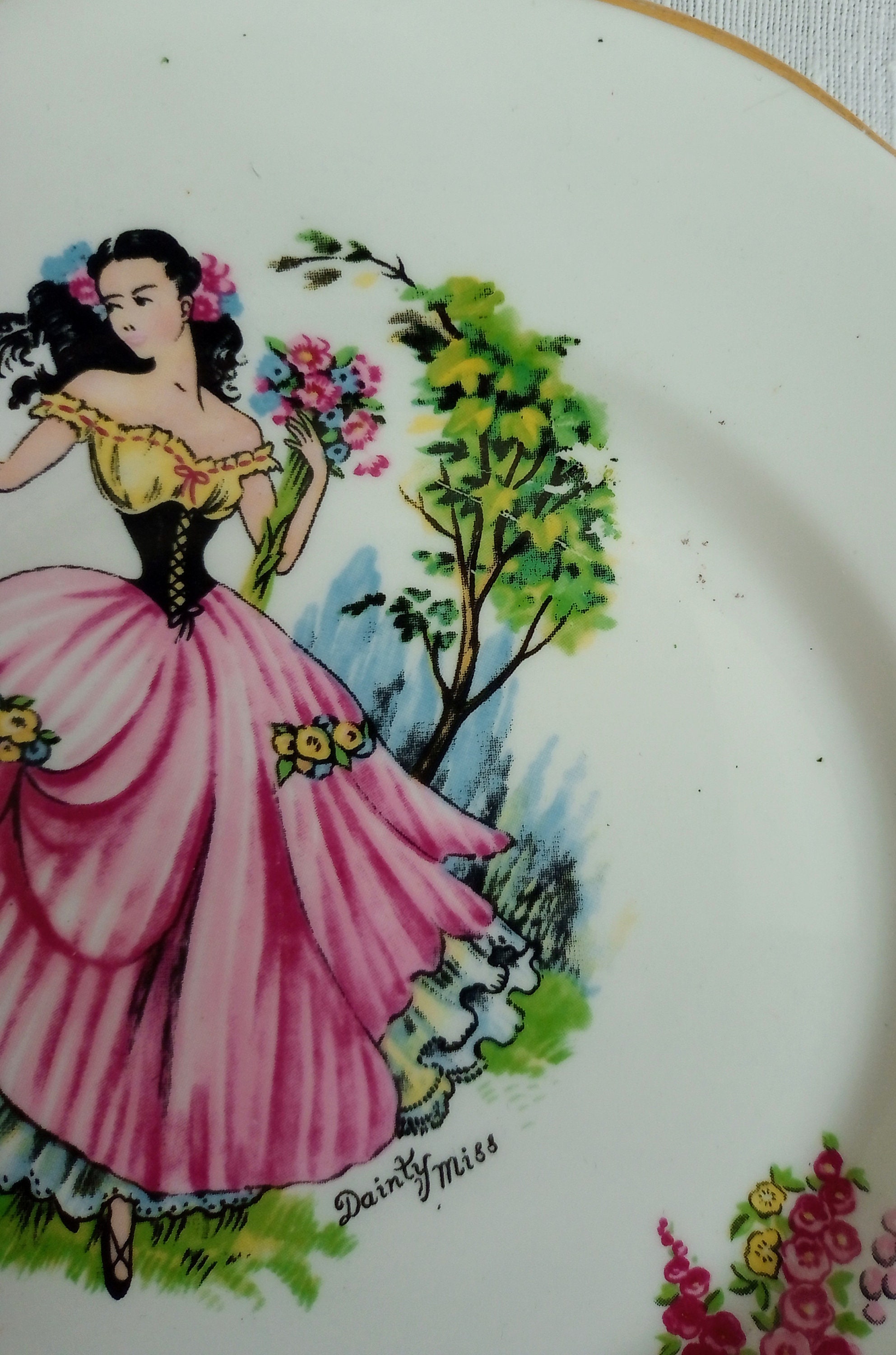 Vintage Set of Six Imperial Bone China 22kt Gold 'dainty Miss' Pattern