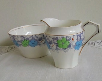 Vintage Bell China Shore and Coggins Floral Pattern Milk Jug or Creamer and Sugar Bowl Set. Collectors China. China Gift. Afternoon Tea