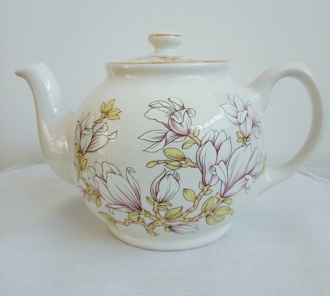 Vintage Sadler English China Teapot With Magnolia Pattern. Etsy