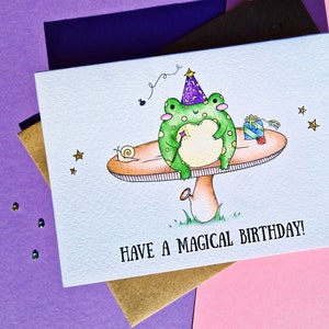 Birthday Card, Have a Magical Birthday! Frog Birthday Card, Custom Birthday Card, Mushroom Birthday Card, Toad Card, Personalised Card