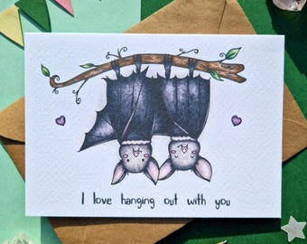 Tarjeta personalizada de murciélago, tarjeta de cumpleaños y amistad con temática de murciélago, arte de murciélago, tarjeta de Halloween, tarjeta de cumpleaños para mejor amigo/a, tarjeta de amor de murciélago