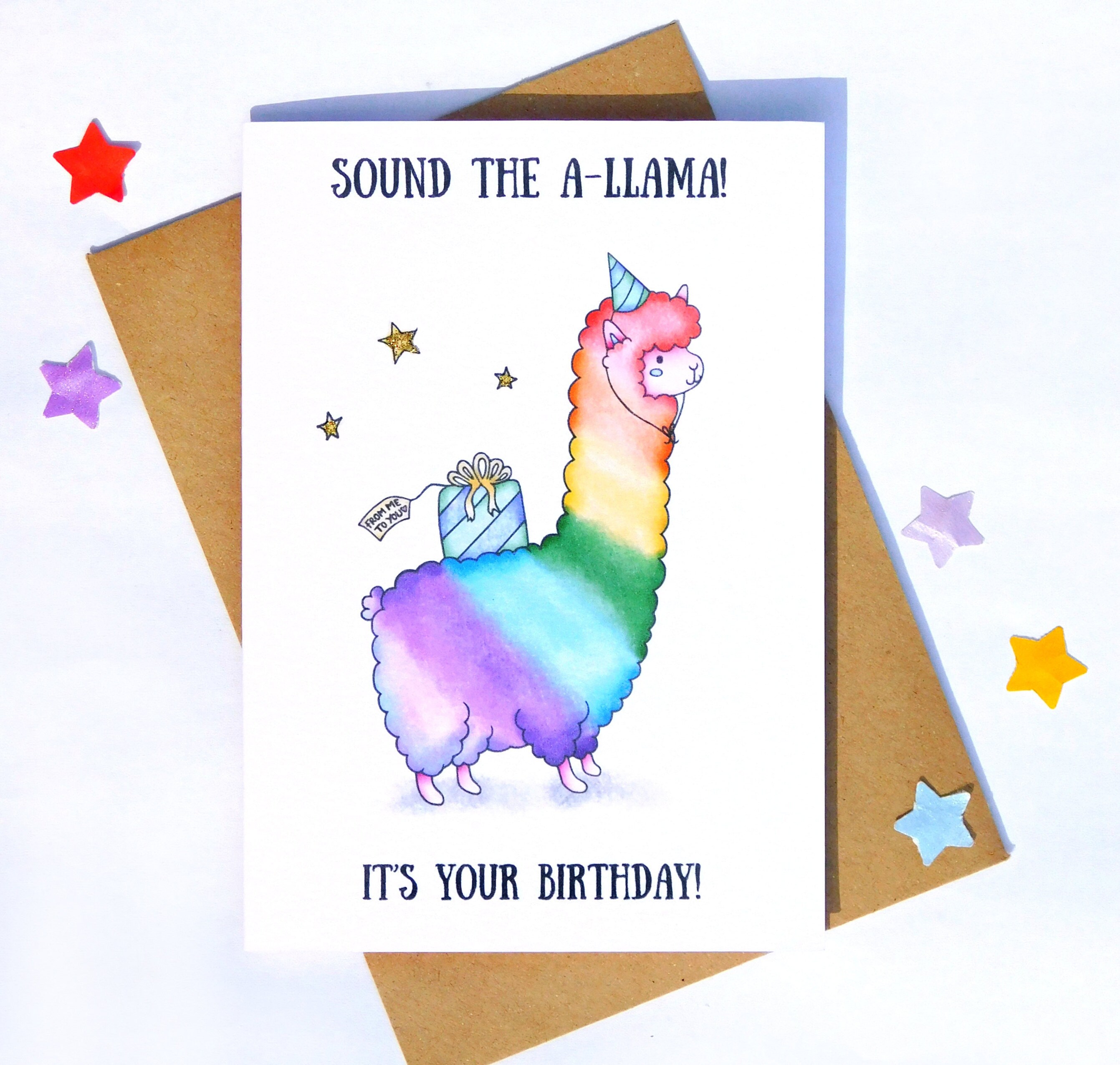 Rainbow Birthday Card It S Your Birthday Llama Birthday Etsy Canada