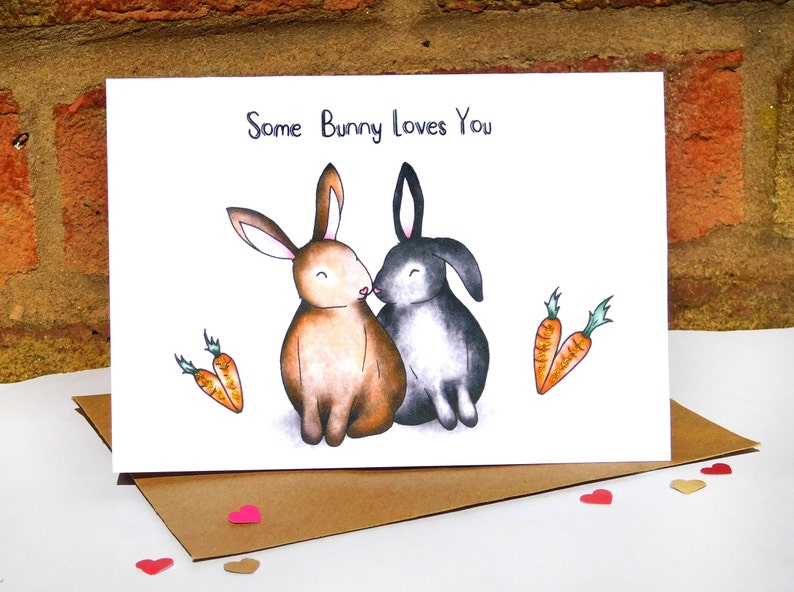 Some Bunny Loves You Cute Anniversary Card Valentines Day Etsy