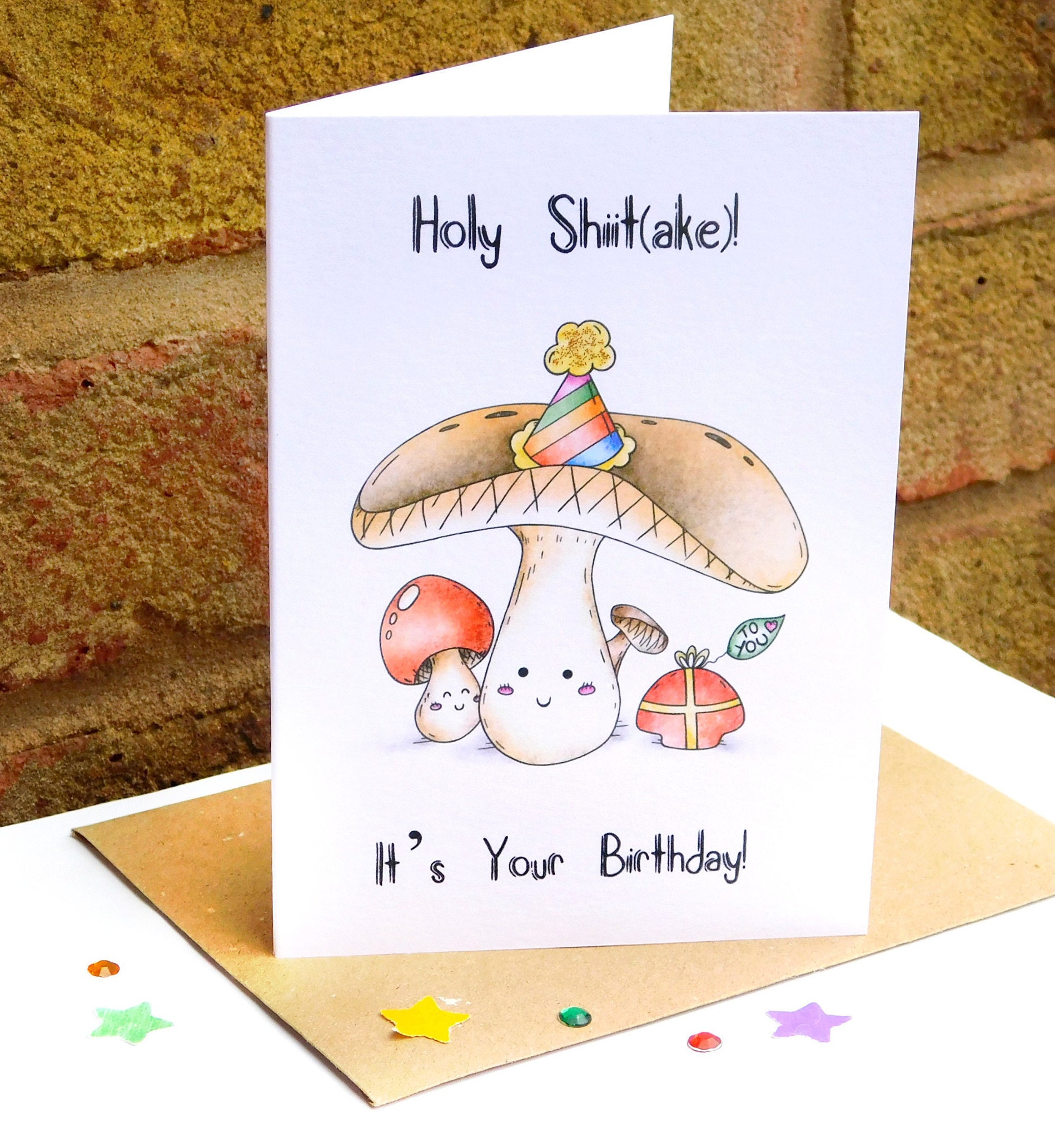 Holy Shiitake Mushroom Pun Birthday Card Funny Birthday Etsy