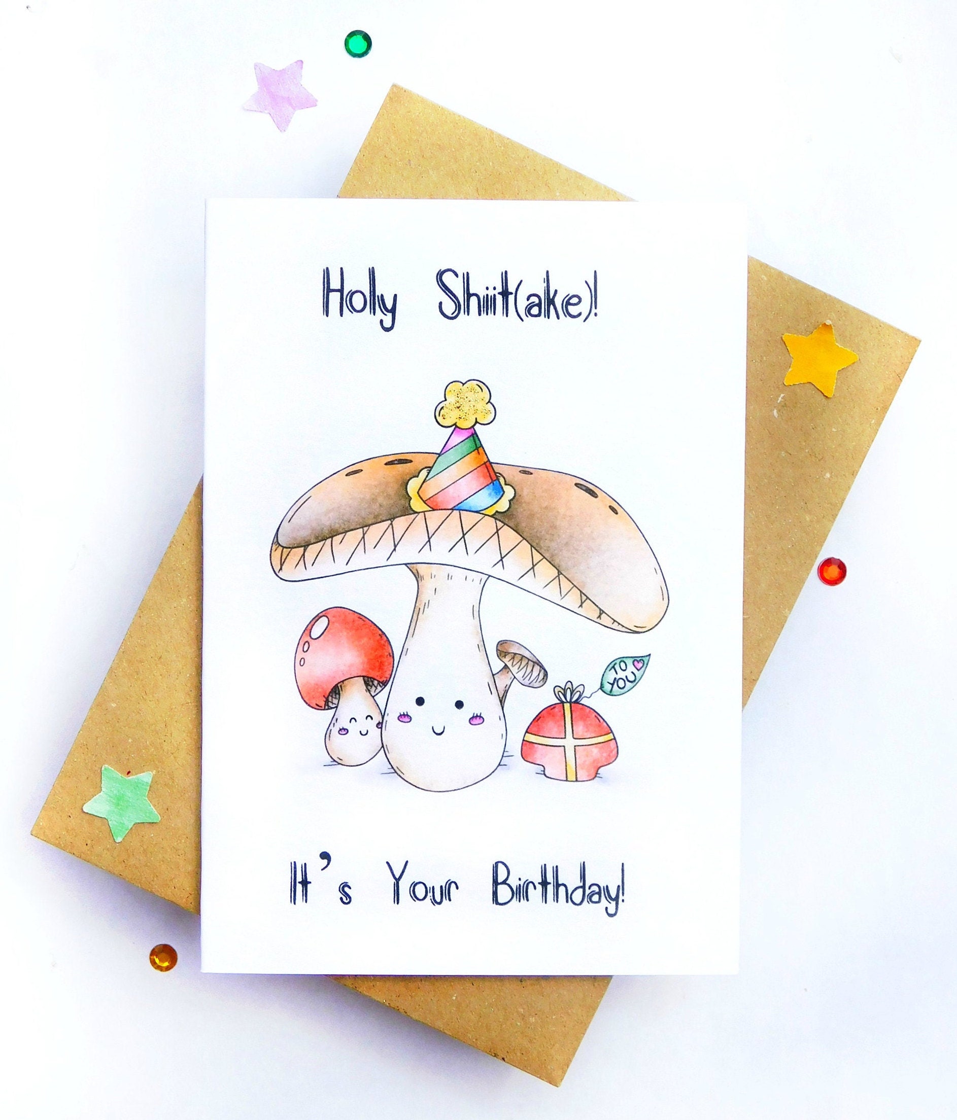 Holy Shiitake Mushroom Pun Birthday Card Funny Birthday Etsy