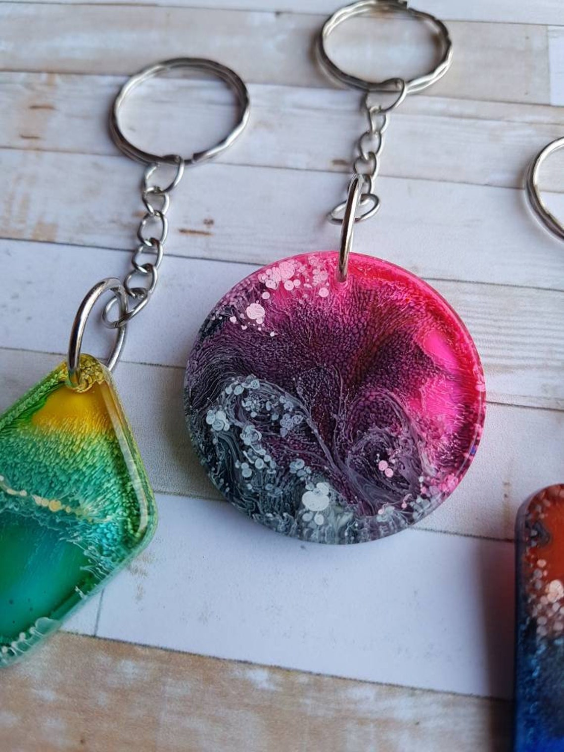 Resin Key Ring Handmade Colourful Unique Keyrings Friend Etsy