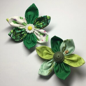 Vintage 70s Mod Daisy Hair Clip Lime Green Floral Hair Barrette Vintage 70s hair clip - Gem main image 3