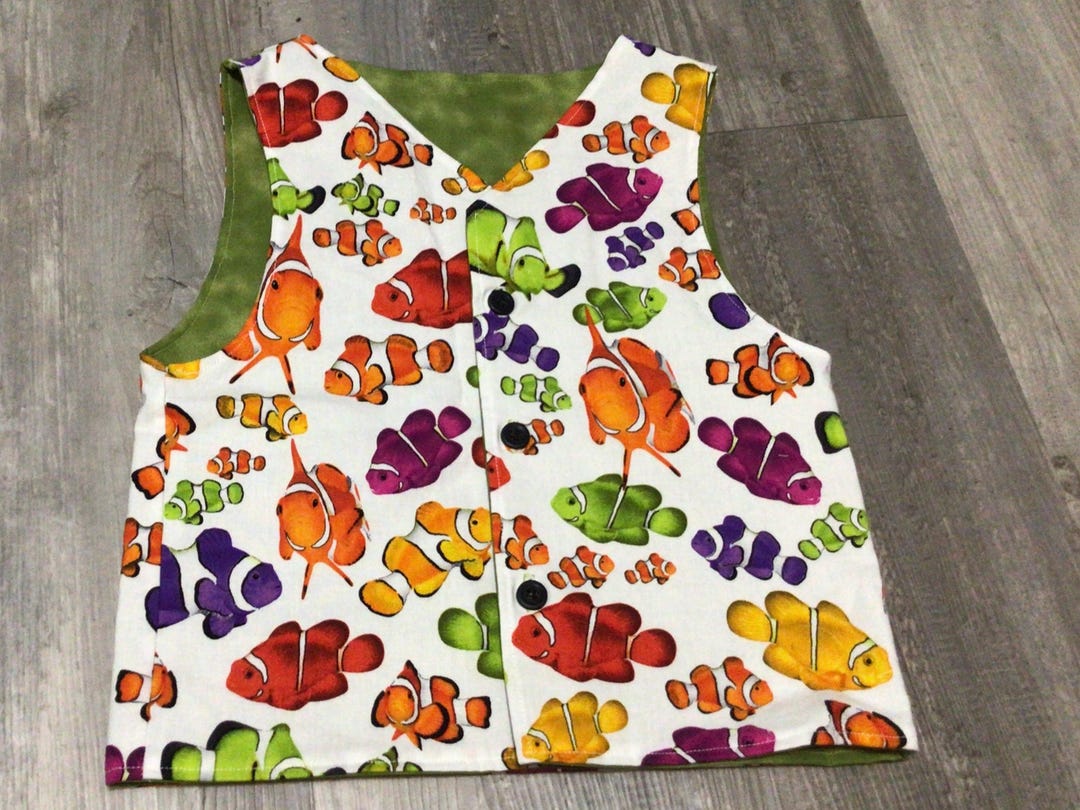 Tropical Fish Vest,size 3t-4t,nemo Ocean Friends,boy/girl Waistcoat - Etsy