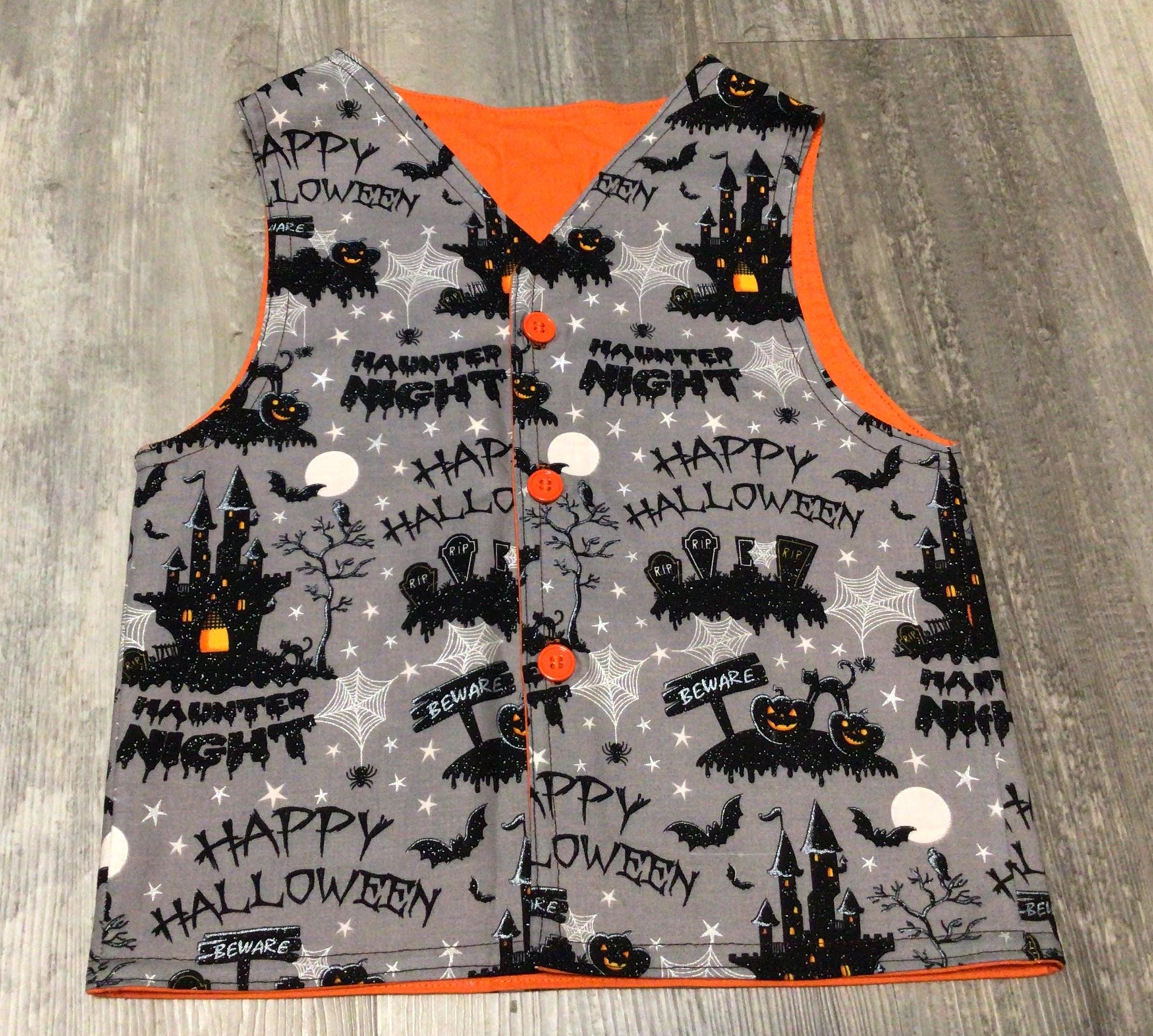 Halloween Vest Size 4T Boy/Girl Cotton Waistcoat Haunted House Theme