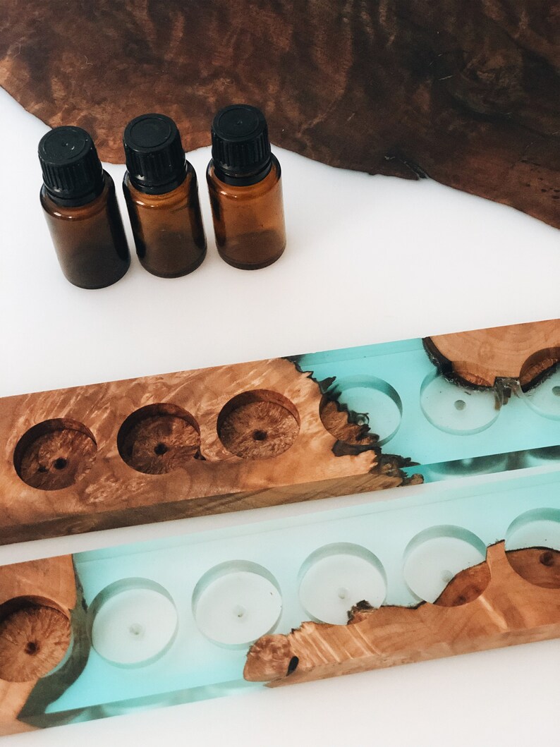 Translucent Turquoise Resin & Maple Burl Essential Oil Holder DoTERRA Young Living Aroma Therapy image 5