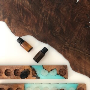 Translucent Turquoise Resin & Maple Burl Essential Oil Holder DoTERRA Young Living Aroma Therapy image 3