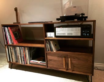 Black Walnut Mid Century Modern Turntable Console