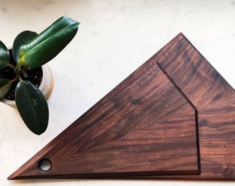 Angular Wood Cutting board, Handmade out of Black Walnut