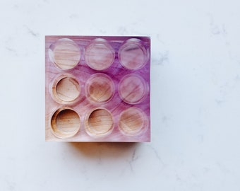 Doorschijnend Violet hars & Maple Cube