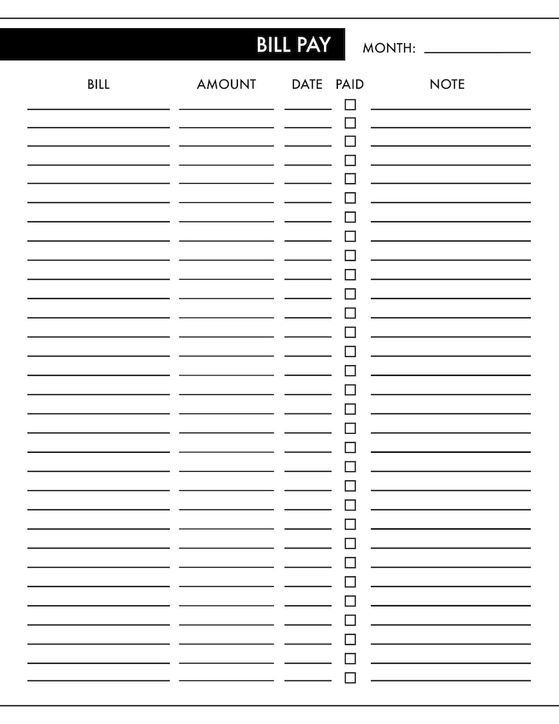 Bill Pay Organizer | Finance | PDF Editable | Letter &amp; A4 - Etsy