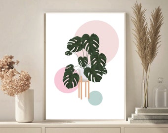 Monstera Pflanzendruck| Monstera Blätter| Monstera Deliciosa| Tropischer Pflanzendruck| Botanische Kunst| Schweizer Käsepflanze Druck|