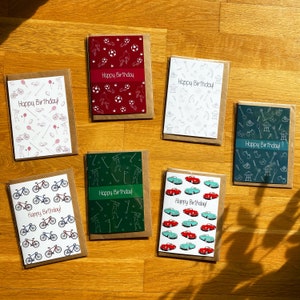 Pack Of Seven Happy Birthday Cards |Happy Birthday Card, Pack Of 7 Cards, Sports Card, Gardening Card, Cards For Him, Car Card, Bike Card|