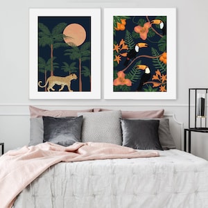 Leopard Print Art| Jungle Wall Art| Leopard Wall Art| Tropical Art Print| Drawing Of A Leopard| Palm Tree Print|Leopard Art| Leopard Animal image 4