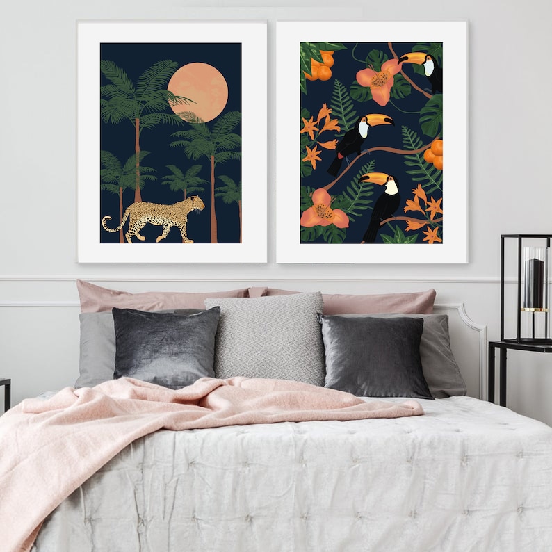 Leopard Print Art| Jungle Wall Art| Leopard Wall Art| Tropical Art Print| Drawing Of A Leopard| Palm Tree Print|Leopard Art| Leopard Animal image 4