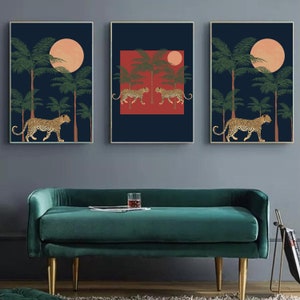 Leopard Print Art| Jungle Wall Art| Leopard Wall Art| Tropical Art Print| Drawing Of A Leopard| Palm Tree Print|Leopard Art| Leopard Animal image 6