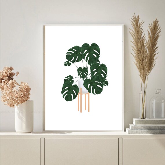Monstera Pflanze Druck | Monstera Bltter | Monstera Deliciosa | Tropische  Pflanze Druck | Botanische Kunst | Schweizer Kse Pflanze Druck | - Etsy.de