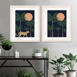 Leopard Print Art| Jungle Wall Art| Leopard Wall Art| Tropical Art Print| Drawing Of A Leopard| Palm Tree Print|Leopard Art| Leopard Animal image 8