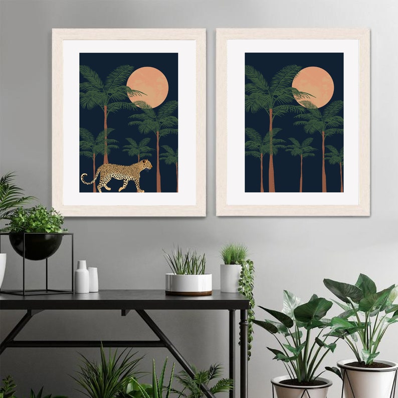 Leopard Print Art| Jungle Wall Art| Leopard Wall Art| Tropical Art Print| Drawing Of A Leopard| Palm Tree Print|Leopard Art| Leopard Animal image 8